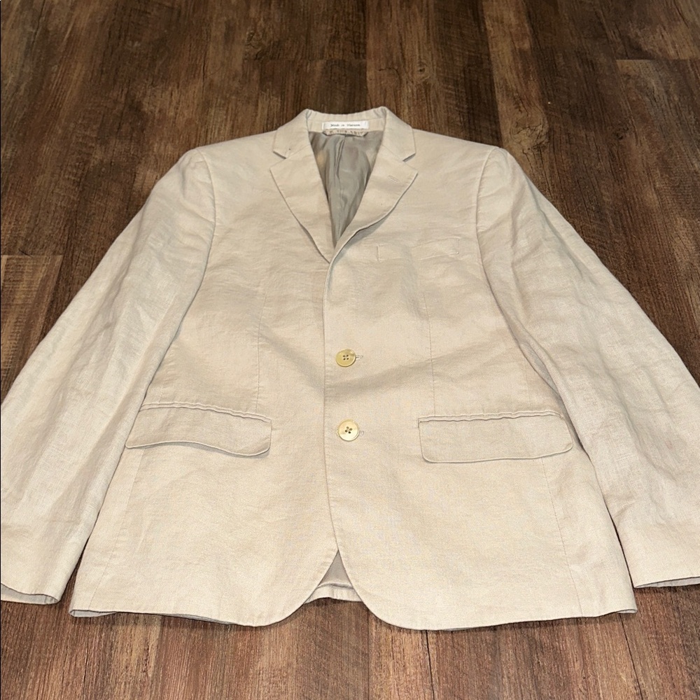 Lauren Ralph Lauren Boys Tan 100% Linen Blazer Size 14R‎
